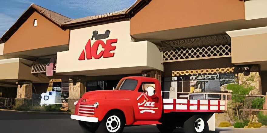 Vintage truck at storefront